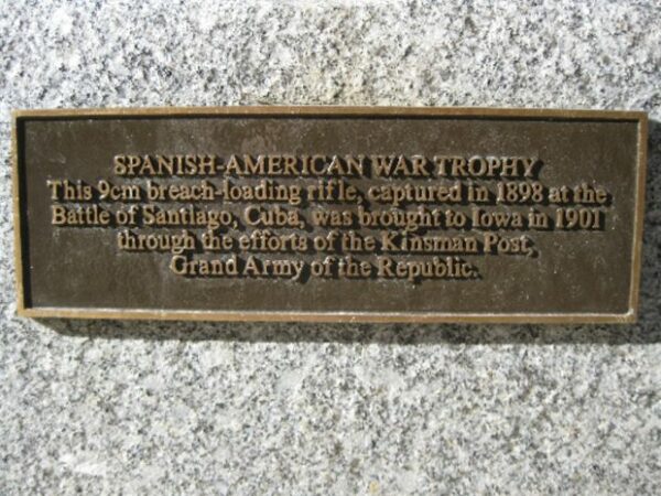 SPANISH AMERICAN WAR TROPHY MEMORIAL PLAQUE
