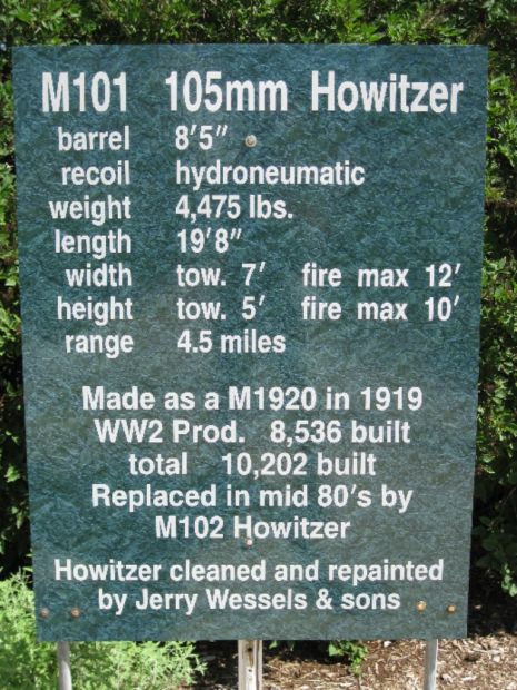 LAMONT M101 105MM HOWITZER WAR MEMORIAL PLAQUE