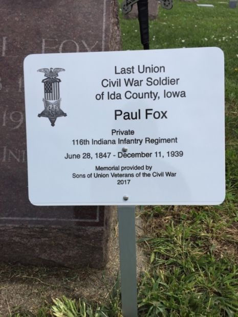LAST LIVING CIVIL WAR SOLDIER OF IDA COUNTY MEMORIAL STONE PLAQUE