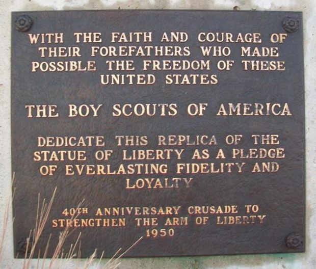 DES MOINES REPLICA OF THE STATUE OF LIBERTY MEMORIAL PLAQUE