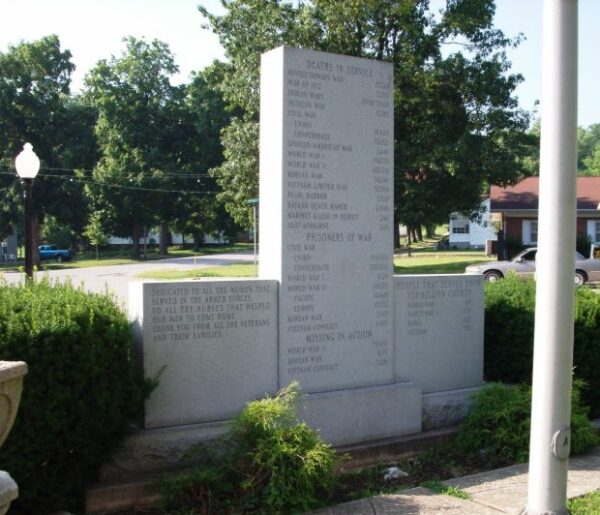 VERMILLION COUNTY INDIANA WAR MEMORIAL BACK