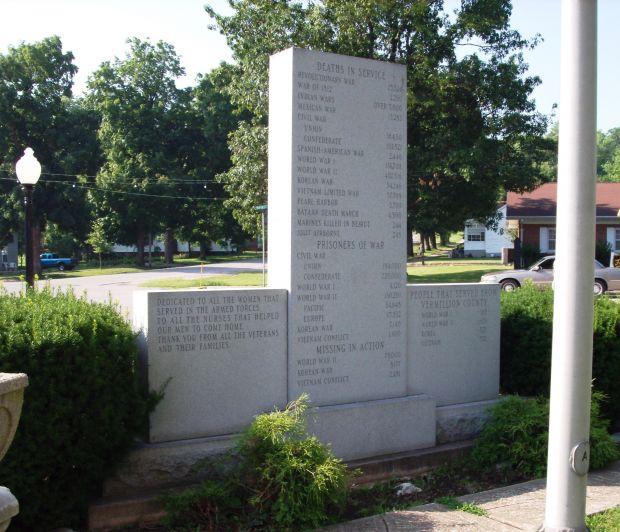 VERMILLION COUNTY INDIANA WAR MEMORIAL BACK