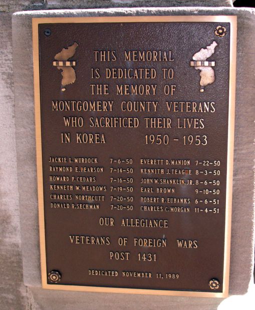 MONTGOMERY COUNTY’S TRIBUTE TO HER HEROIC DEAD MEMORIAL PLAQUE D