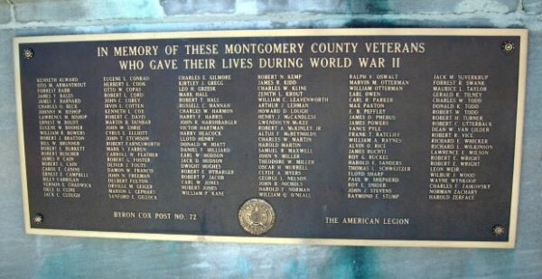 MONTGOMERY COUNTY’S TRIBUTE TO HER HEROIC DEAD MEMORIAL PLAQUE C