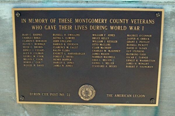 MONTGOMERY COUNTY’S TRIBUTE TO HER HEROIC DEAD MEMORIAL PLAQUE A