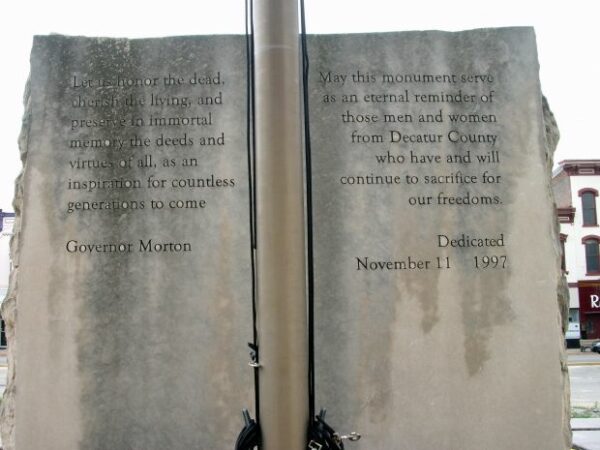 DECATUR COUNTY VETERANS MEMORIAL FLAGPOLE STONE FRONT