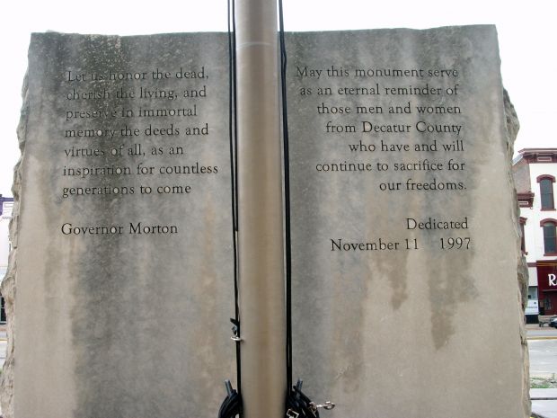 DECATUR COUNTY VETERANS MEMORIAL FLAGPOLE STONE FRONT