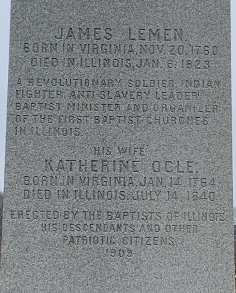 JAMES LEMEN REVOLUTIONARY WAR MEMORIAL DEDICATION STONE