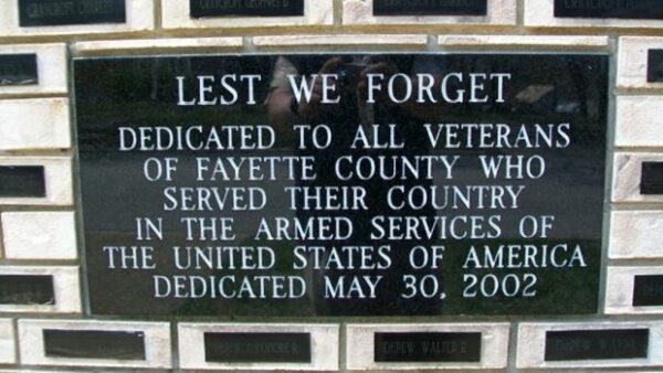 FAYETTE COUNTY VETERANS MEMORIAL PLAQUE