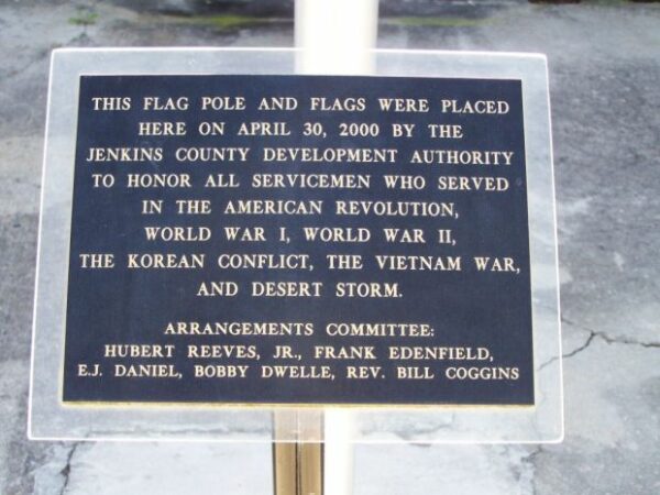 JENKINS COUNTY DEVELOPMENT AUTHORITY MEMORIAL FLAGPOLE PLAQUE