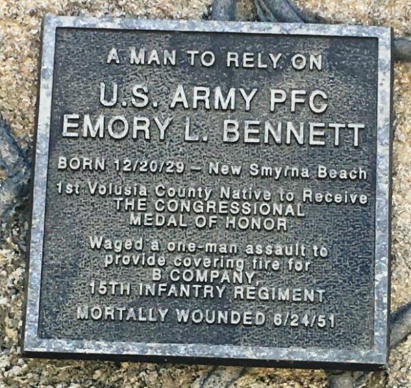 U.S. ARMY PFC EMORY L. BENNETT MEMORIAL PLAQUE