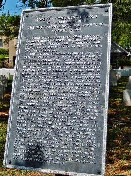 ST. AUGUSTINE NATIONAL CEMETERY ADDRESS BY PRESIDENT LINCOLN MEMORIAL PLAQUE