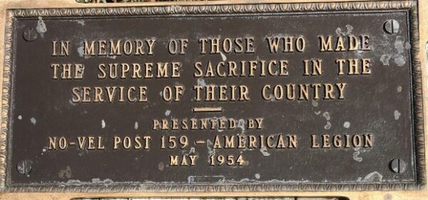 AMERICAN LEGION POST 159 WAR MEMORIAL PLAQUE A