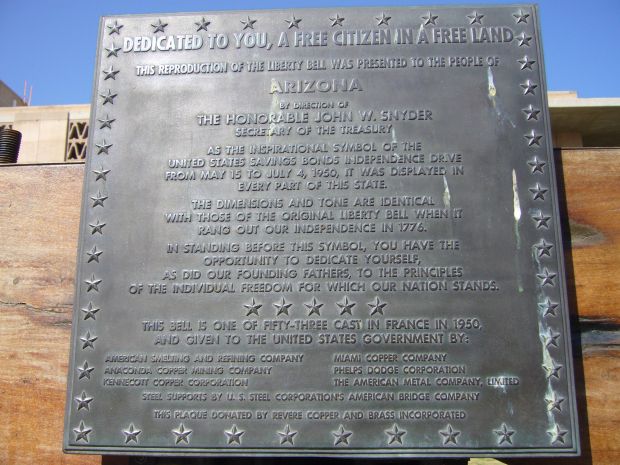 ARIZONA’S LIBERTY BELL REPLICA MEMORIAL PLAQUE