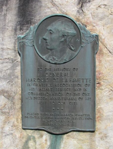 TO THE MEMORY OF GENERAL MARQUIS DE LA FAYETTE MEMORIAL PLAQUE