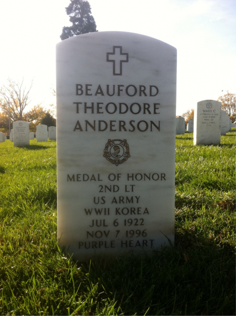 BEAUFORD THEODORE ANDERSON MEDAL OF HONOR WAR MEMORIAL GRAVESTOEN