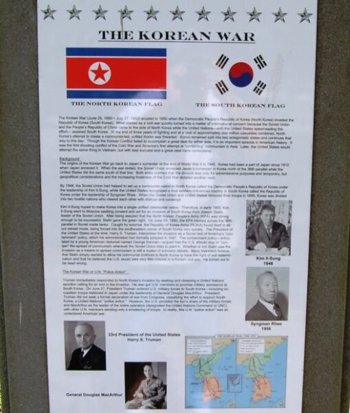 THE KOREAN WAR MEMORIAL PLAQUE