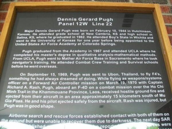 DENNIS GERARD PUGH WAR MEMORIAL PLAQUE