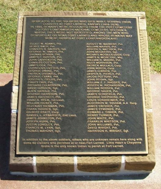 SOLDIERS WHO DIED AT FORT LARNED MEMORIAL