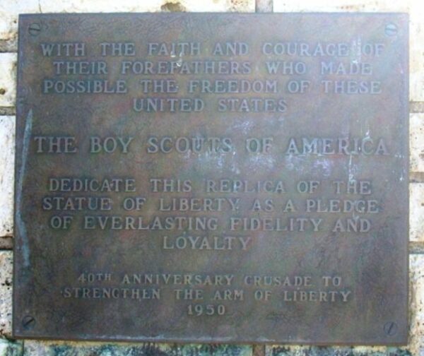 HILLSBORO REPLICA OF THE STATUE OF LIBERTY MEMORIAL PLAQUE