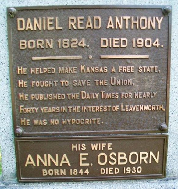 DANIEL READ ANTHONY MEMORIAL PLAQUE