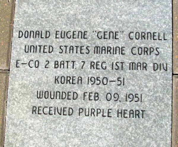 DONALD EUGENE “GENE” CORNELL MEMORIAL PAVER