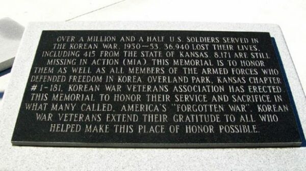 KANSAS KOREAN WAR VETERANS MEMORIAL TABLET