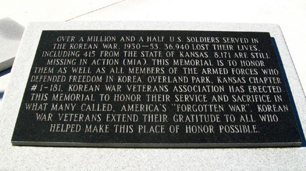 KANSAS KOREAN WAR VETERANS MEMORIAL TABLET