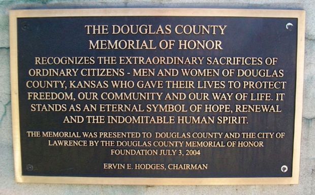 THE DOUGLAS COUNTY MEMORIAL OF HONOR PLAQUE A