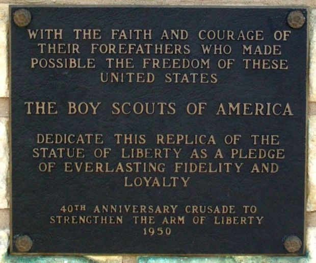 EL DORADO REPLICA OF THE STATUE OF LIBERTY MEMORIAL PLAQUE