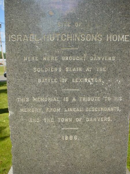 ISRAEL HUTCHINSON REVOLUTIONARY WAR MEMORIAL BACK