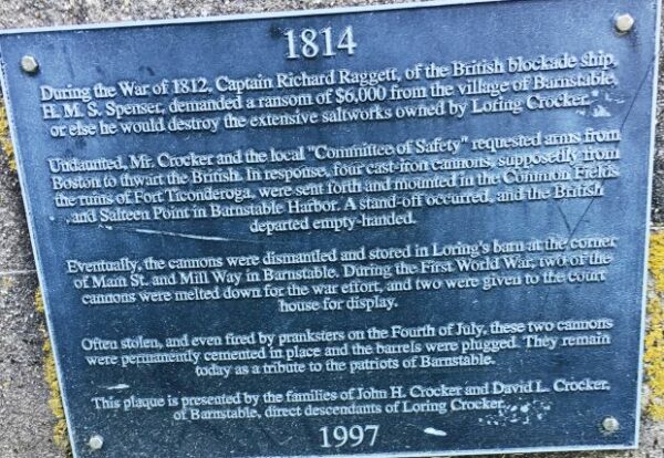 1814 WAR MEMORIAL CANNON PLAQUE