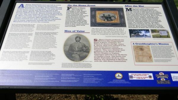 ST. MARY’S COUNTY UNITED STATES COLORED TROOPS MEMORIAL PLAQUE