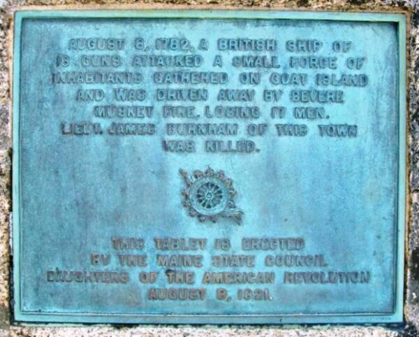 GOAT ISLAND REVOLUTIONARY WAR MEMORIAL PLAQUE