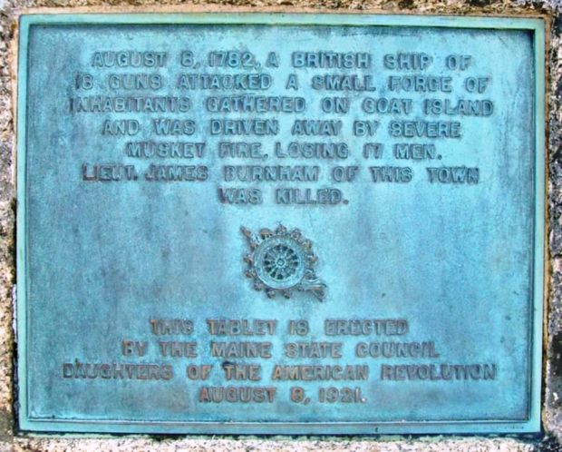GOAT ISLAND REVOLUTIONARY WAR MEMORIAL PLAQUE