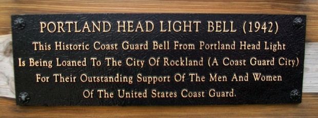 PORTLAND HEAD LIGHT BELL MEMORIAL PLAQUE