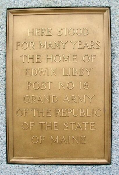 EDWIN LIBBY POST NO. 16 G.A.R. MEMORIAL FLAGPOLE PLAQUE B