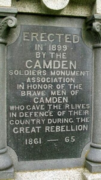 CAMDEN CIVIL WAR MEMORIAL PLAQUE A