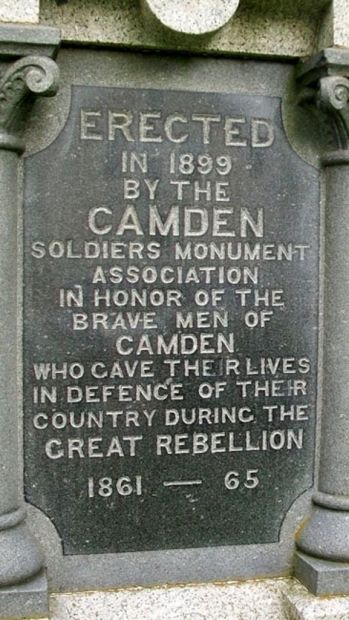 CAMDEN CIVIL WAR MEMORIAL PLAQUE A