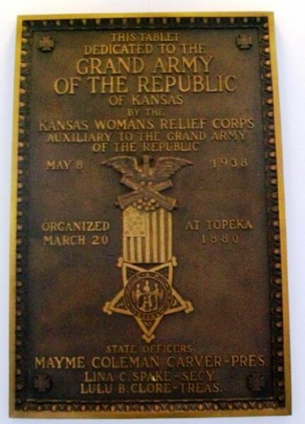 TOPEKA G.A.R. MEMORIAL BUILDING PLAQUE B