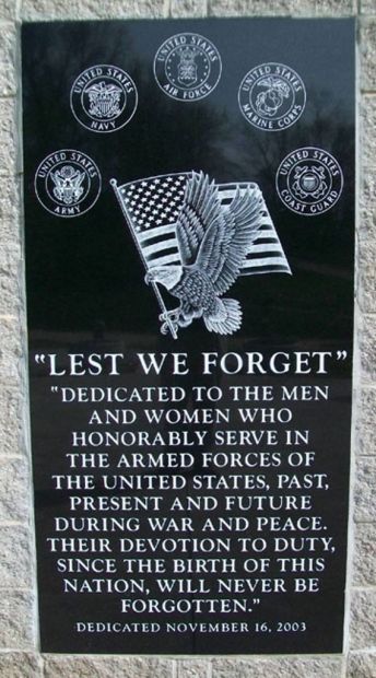 NEW FRANKLIN VETERANS MEMORIAL PLAQUE