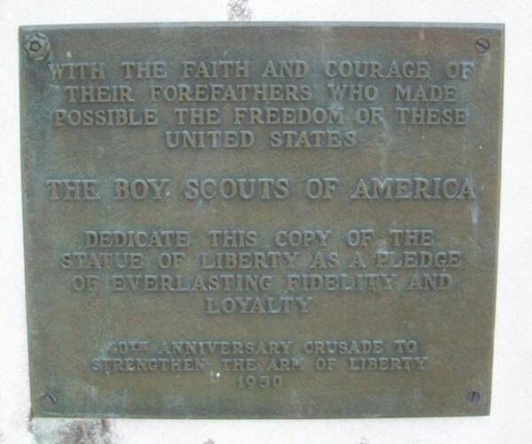 BOONVILLE REPLICA OF THE STATUE OF LIBERTY MEMORIAL PLAQUE