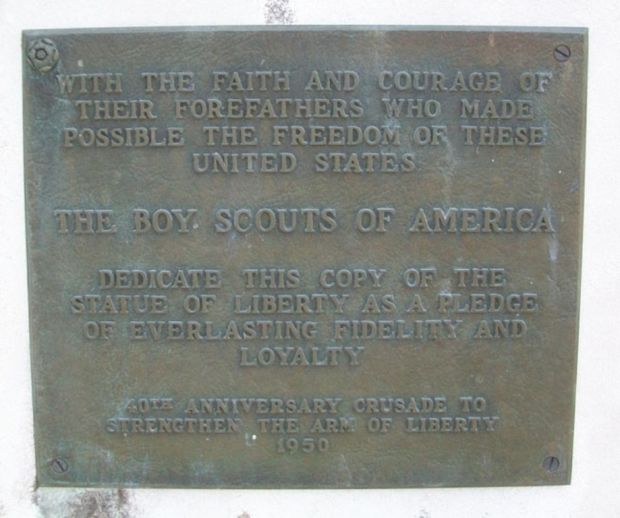 BOONVILLE REPLICA OF THE STATUE OF LIBERTY MEMORIAL PLAQUE