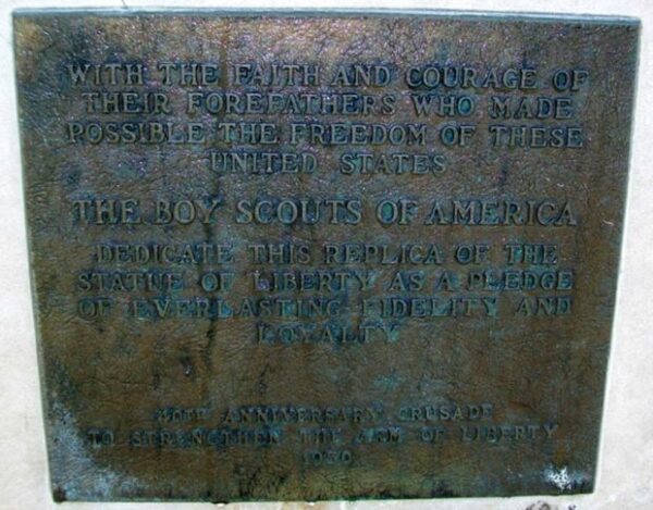 JEFFERSON CITY REPLICA OF THE STATUE OF LIBERTY MEMORIAL PLAQUE