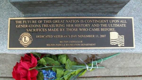 PEACE PARK MEMORIAL BATTLEFIELD CROSS PLAQUE