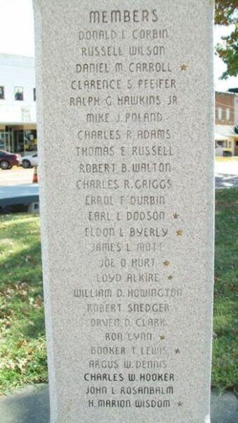 EUGENE S. HURT CHAPTER 67 D.A.V. VETERANS MEMORIAL SIDE E