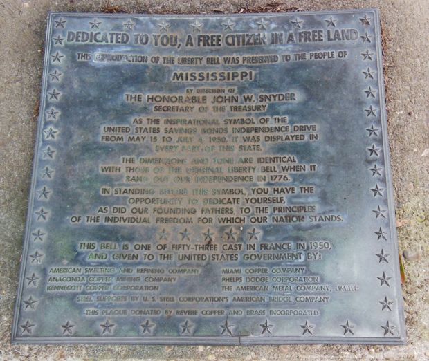 MISSISSIPPI LIBERTY BELL MEMORIAL PLAQUE