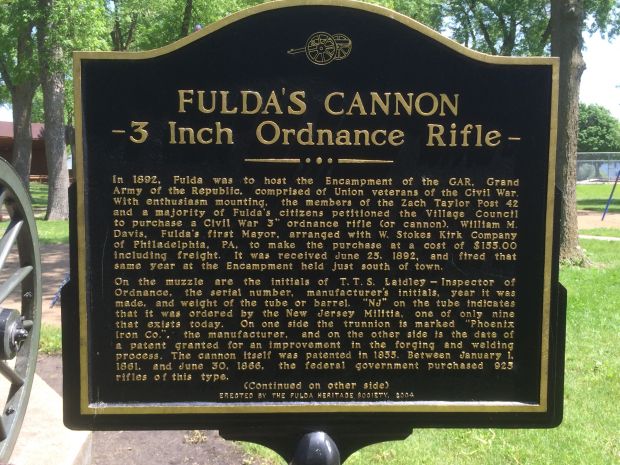 FULDA’S CANNON WAR MEMORIAL MARKER FRONT