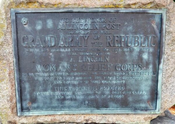 A. LINCOLN POST GRAND ARMY OF THE REPUBLIC MEMORIAL PLAQUE