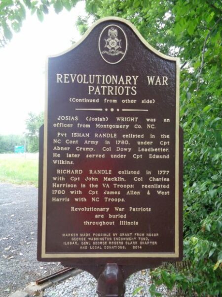 REVOLUTIONARY WAR PATRIOTS MEMORIAL MARKER BACK